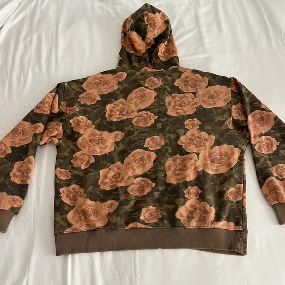 Free People Its A Vibe Printed Hoodie Sz M Floral Distressed Oversized Boho - Picture 10 of 14